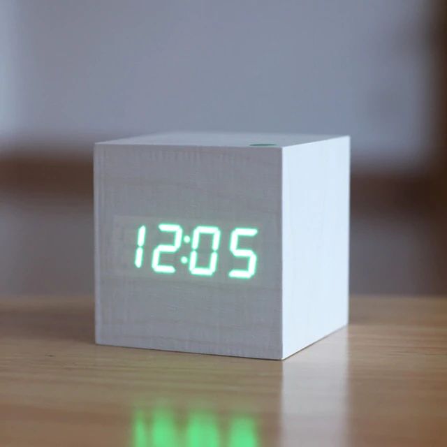 Bedside Alarm Clock Bamboo Sound-Activated LED