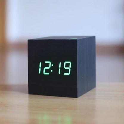 Bedside Alarm Clock Bamboo Sound-Activated LED