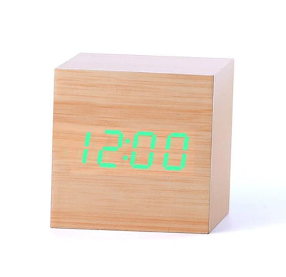 Bedside Alarm Clock Bamboo Sound-Activated LED