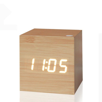 Bedside Alarm Clock Bamboo Sound-Activated LED