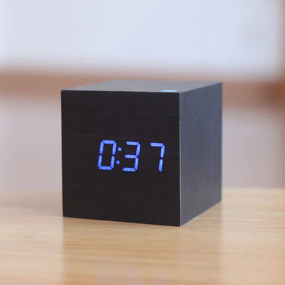Bedside Alarm Clock Bamboo Sound-Activated LED