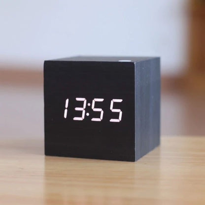 Bedside Alarm Clock Bamboo Sound-Activated LED