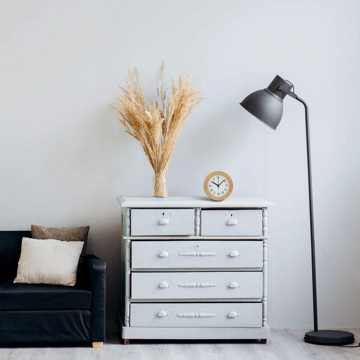Bedside Alarm Clock Beech Wood Silent LED Night Light