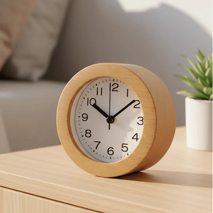 Bedside Alarm Clock Beech Wood & Silent Movement