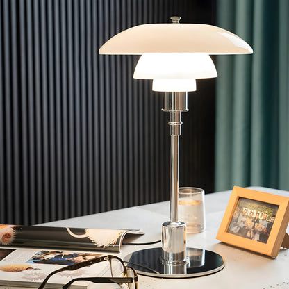 Bedside Table Lamp Dimmable LED Glass Shade Metal Base