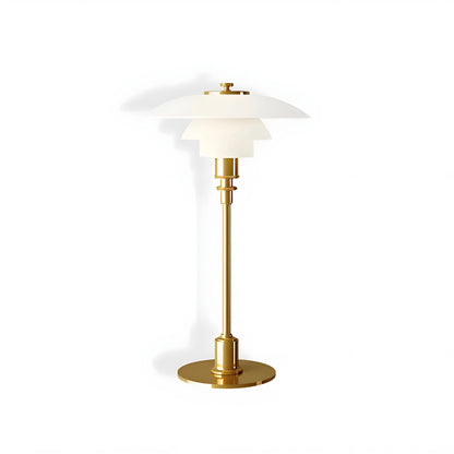 Bedside Table Lamp Dimmable LED Glass Shade Metal Base