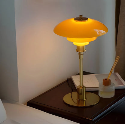 Bedside Table Lamp Dimmable LED Glass Shade Metal Base