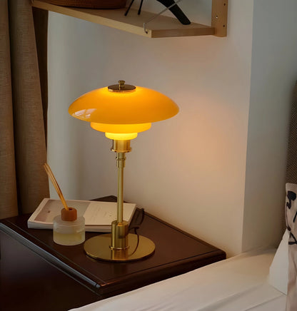 Bedside Table Lamp Dimmable LED Glass Shade Metal Base