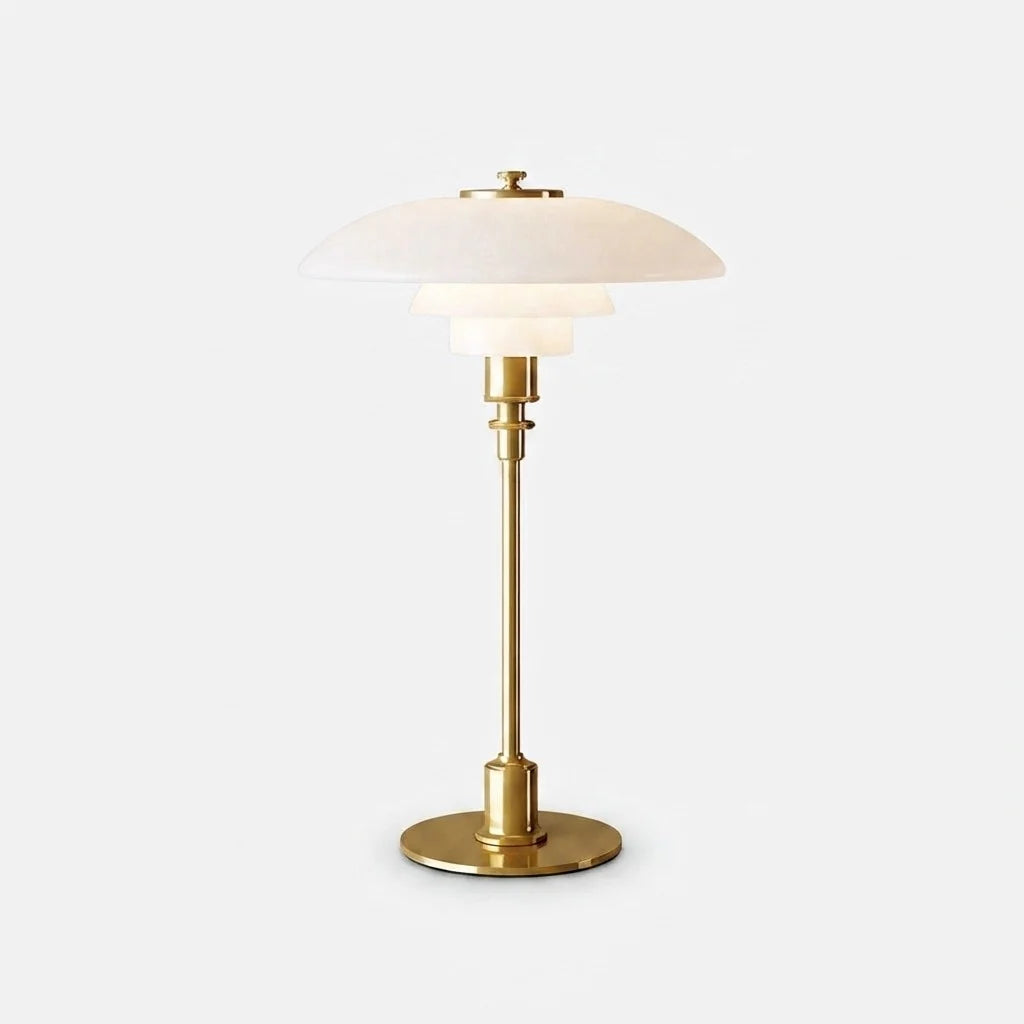 Bedside Table Lamp Dimmable LED Glass Shade Metal Base