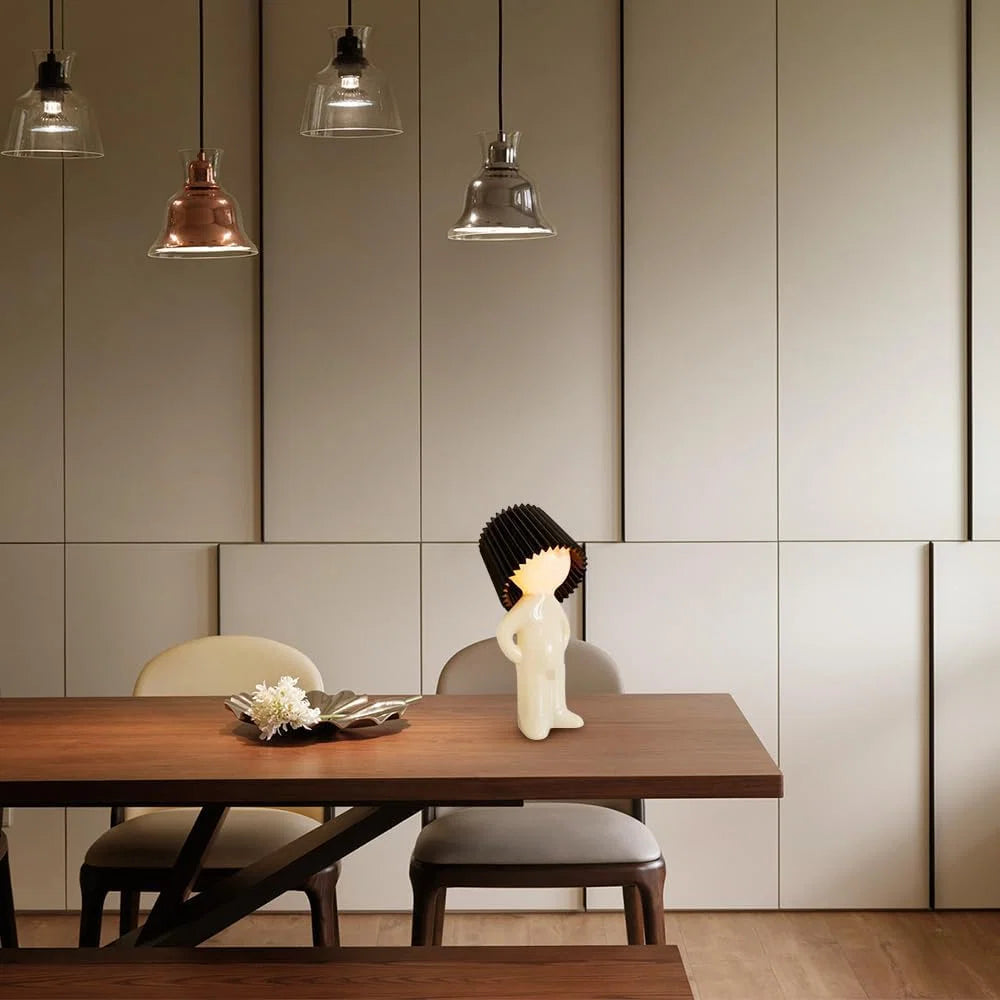 Bedside Table Lamp Ribbed Shade Energy-Efficient LED