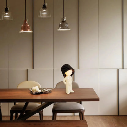 Bedside Table Lamp Ribbed Shade Energy-Efficient LED