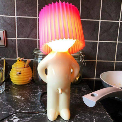 Bedside Table Lamp Ribbed Shade Energy-Efficient LED