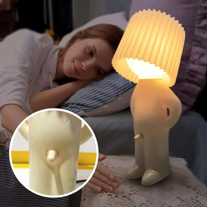 Bedside Table Lamp Ribbed Shade Energy-Efficient LED