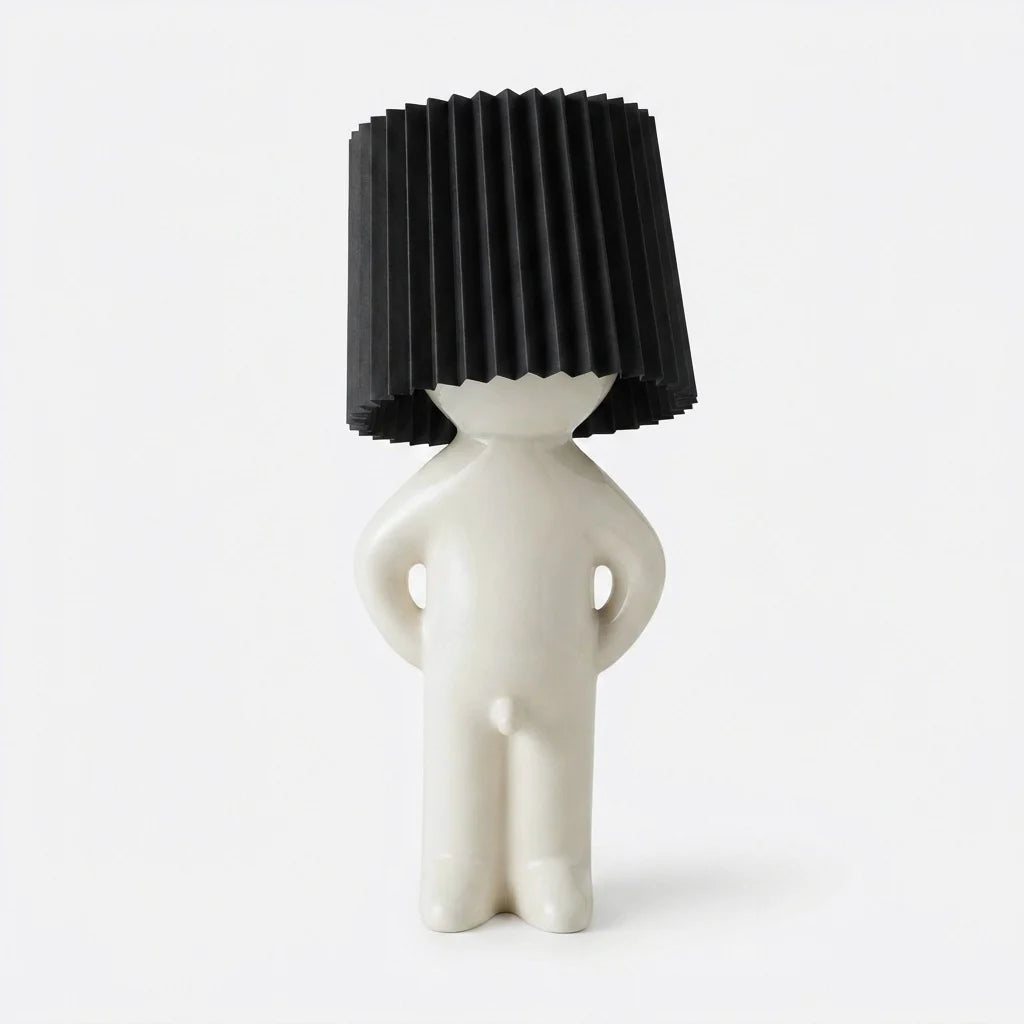 Bedside Table Lamp Ribbed Shade Energy-Efficient LED