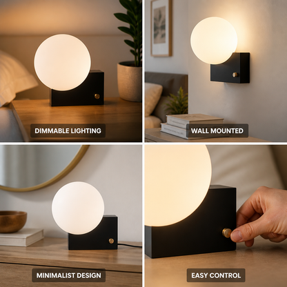 Bedside Wall Light Spherical & Minimalist Dimmable