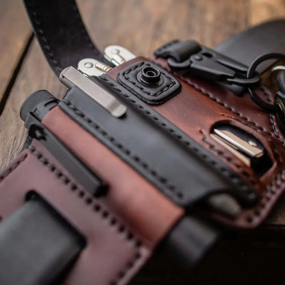 Belt Pouch Handcrafted Leather Multitool & Flashlight Owl Buckle
