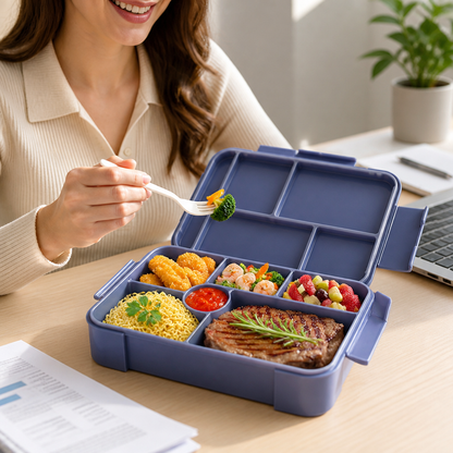 Bento Lunch Box Leak-Proof 7 Compartments Microwave Safe