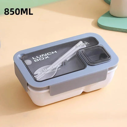 Bento Lunchbox Leak-Proof Silicone Gasket & Integrated Cutlery