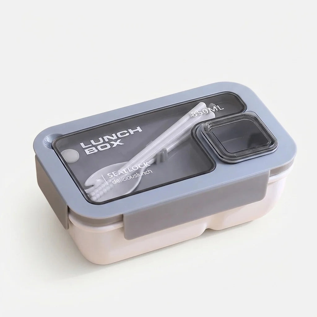 Bento Lunchbox Leak-Proof Silicone Gasket & Integrated Cutlery
