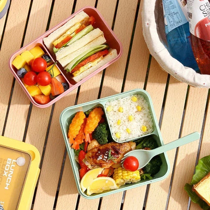 Bento Lunchbox Leak-Proof Silicone Gasket & Integrated Cutlery
