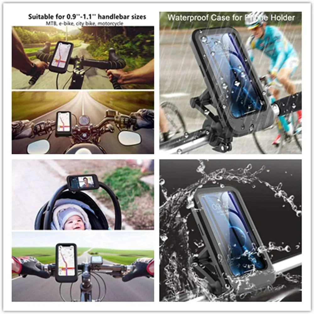 Bicycle Phone Mount Waterproof Touchscreen 360 Degree One-Hand Operation