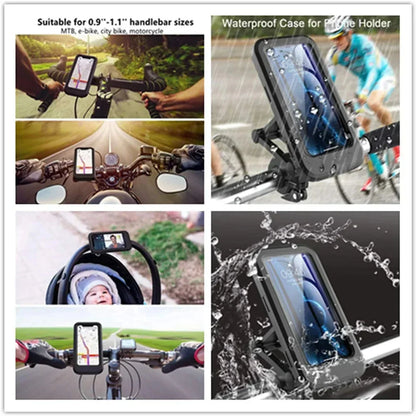 Bicycle Phone Mount Waterproof Touchscreen 360 Degree One-Hand Operation
