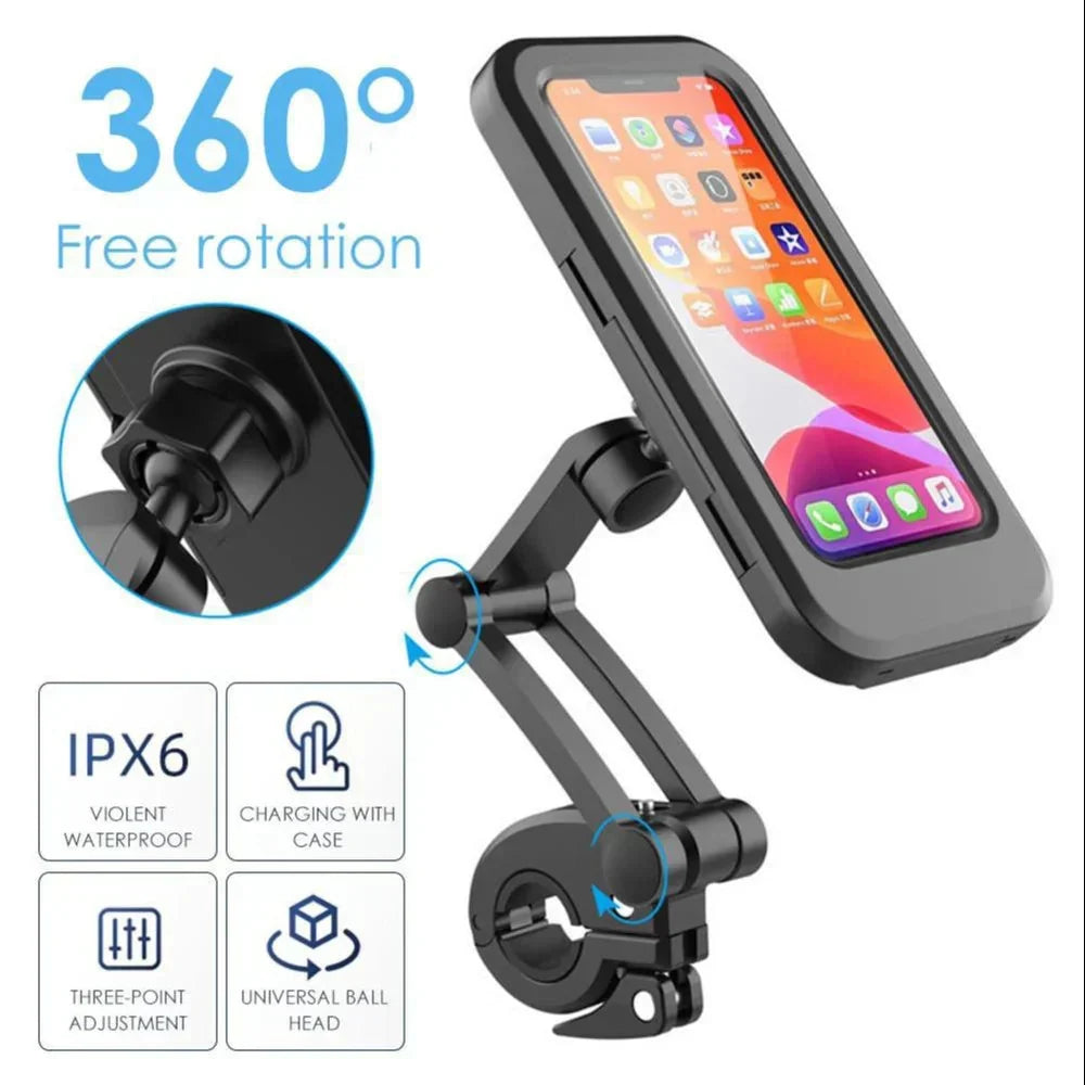 Bicycle Phone Mount Waterproof Touchscreen 360 Degree One-Hand Operation