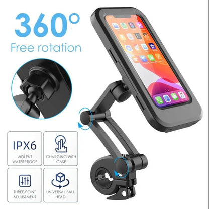 Bicycle Phone Mount Waterproof Touchscreen 360 Degree One-Hand Operation