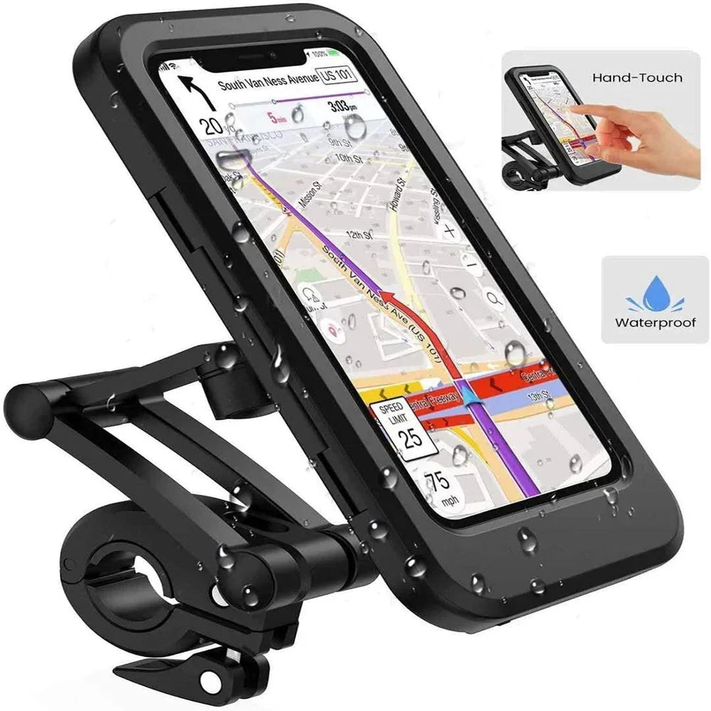 Bicycle Phone Mount Waterproof Touchscreen 360 Degree One-Hand Operation