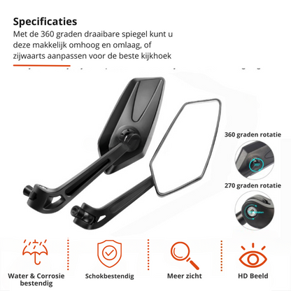 Bicycle Rearview Mirror 360° Adjustable Universal Clamp