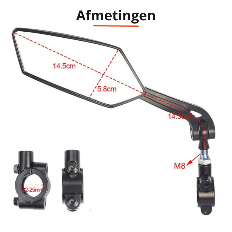 Bicycle Rearview Mirror 360° Adjustable Universal Clamp