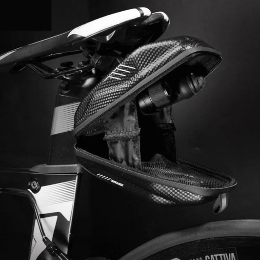 Bicycle Saddle Bag Quick-Release Mount Waterproof Hard Shell