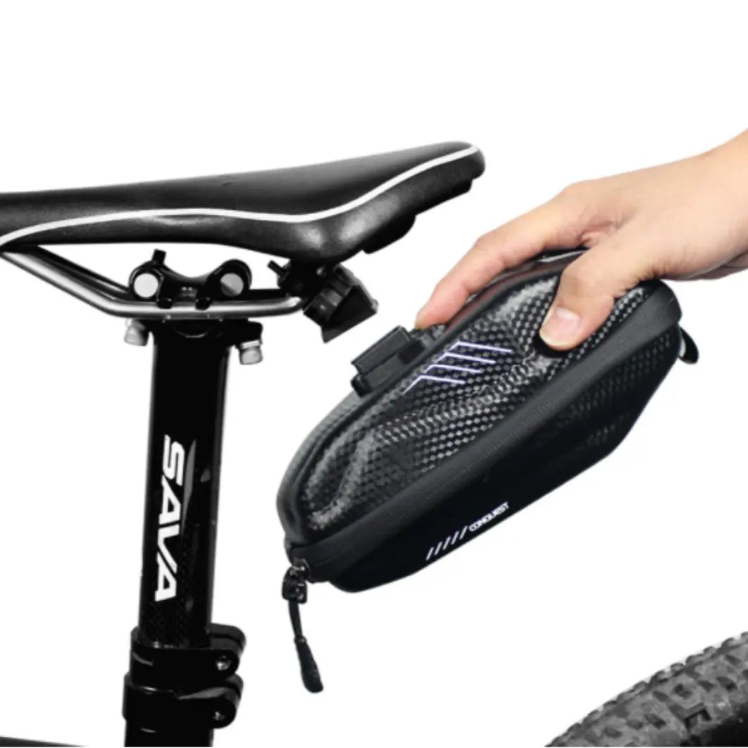 Bicycle Saddle Bag Quick-Release Mount Waterproof Hard Shell
