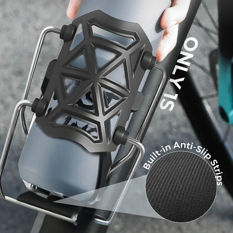 Bike Bottle Holder Adjustable Nylon Metal-Reinforced 360 Degree Rotation