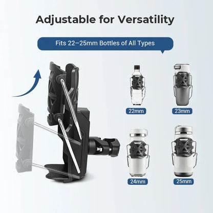 Bike Bottle Holder Adjustable Nylon Metal-Reinforced 360 Degree Rotation