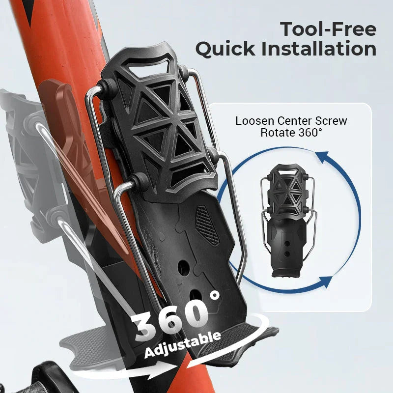 Bike Bottle Holder Adjustable Nylon Metal-Reinforced 360 Degree Rotation
