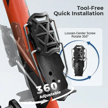 Bike Bottle Holder Adjustable Nylon Metal-Reinforced 360 Degree Rotation