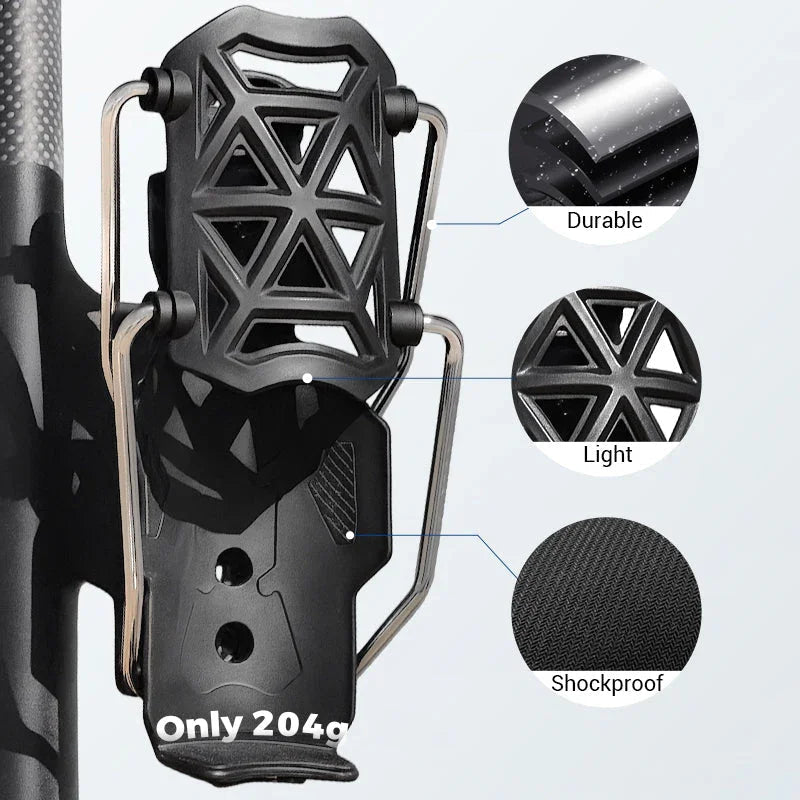 Bike Bottle Holder Adjustable Nylon Metal-Reinforced 360 Degree Rotation