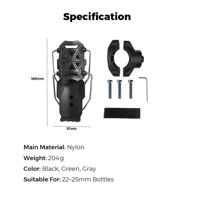 Bike Bottle Holder Adjustable Nylon Metal-Reinforced 360 Degree Rotation