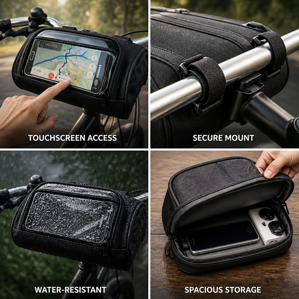 Bike Handlebar Bag Touchscreen Window Splash-Resistant