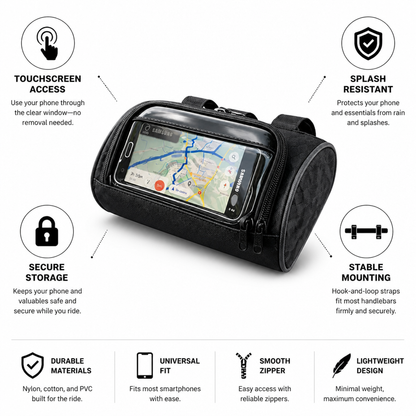 Bike Handlebar Bag Touchscreen Window Splash-Resistant
