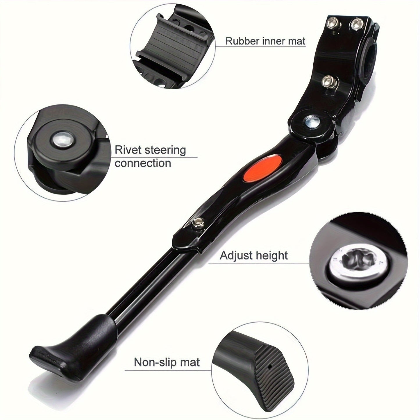 Bike Kickstand Adjustable Height Weather-Resistant Aluminum