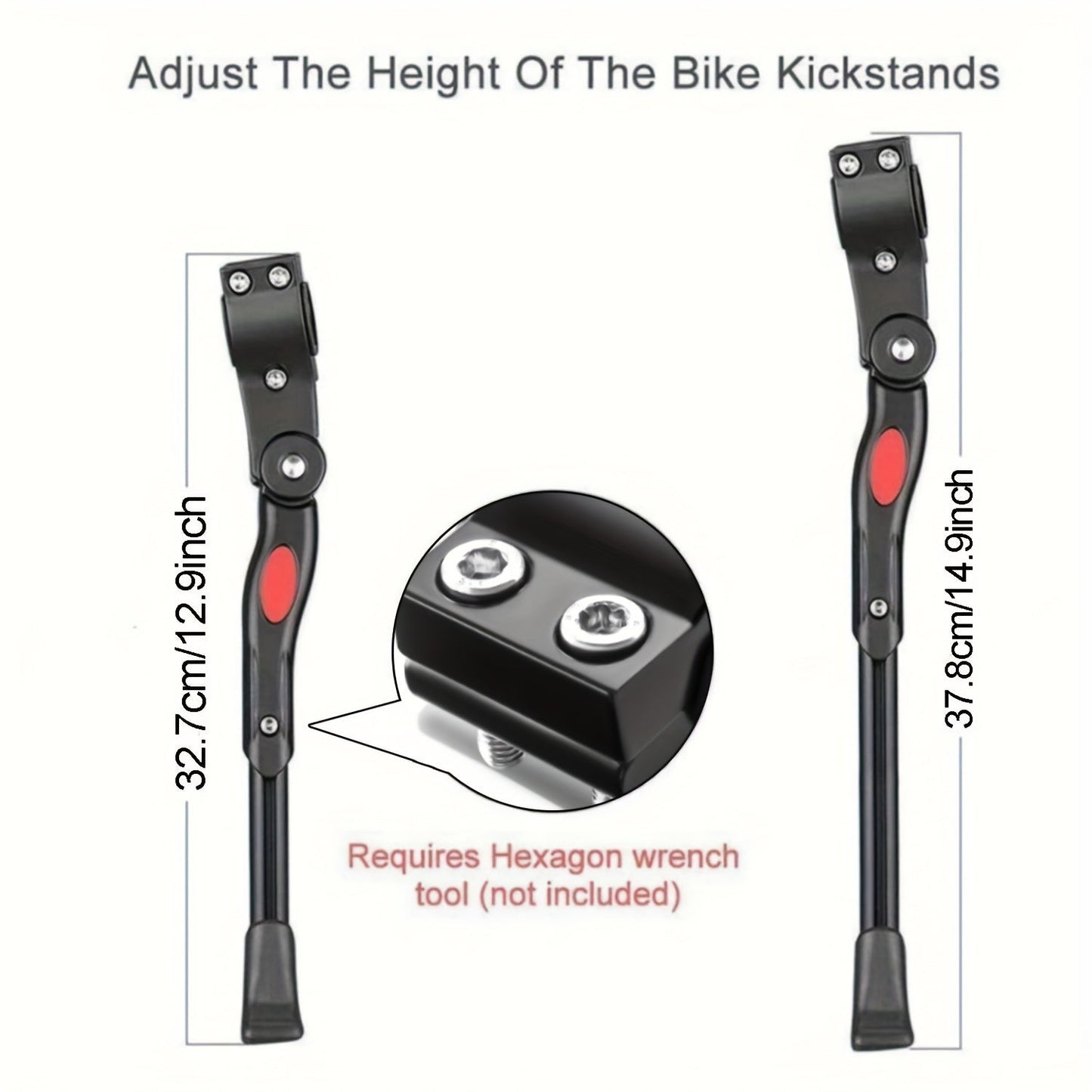 Bike Kickstand Adjustable Height Weather-Resistant Aluminum