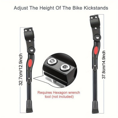 Bike Kickstand Adjustable Height Weather-Resistant Aluminum