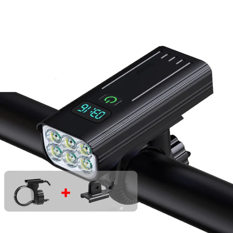 Bike Light 5000 Lumens USB-C Rechargeable Time Display