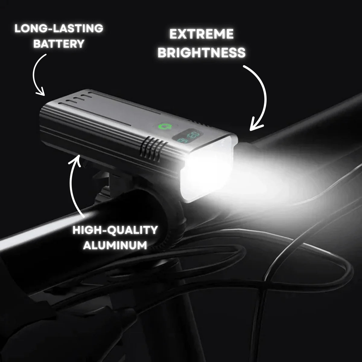 Bike Light 5000 Lumens USB-C Rechargeable Time Display