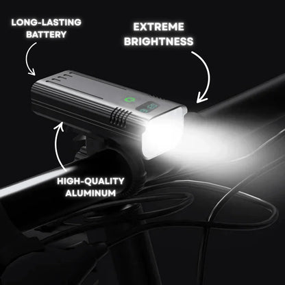 Bike Light 5000 Lumens USB-C Rechargeable Time Display