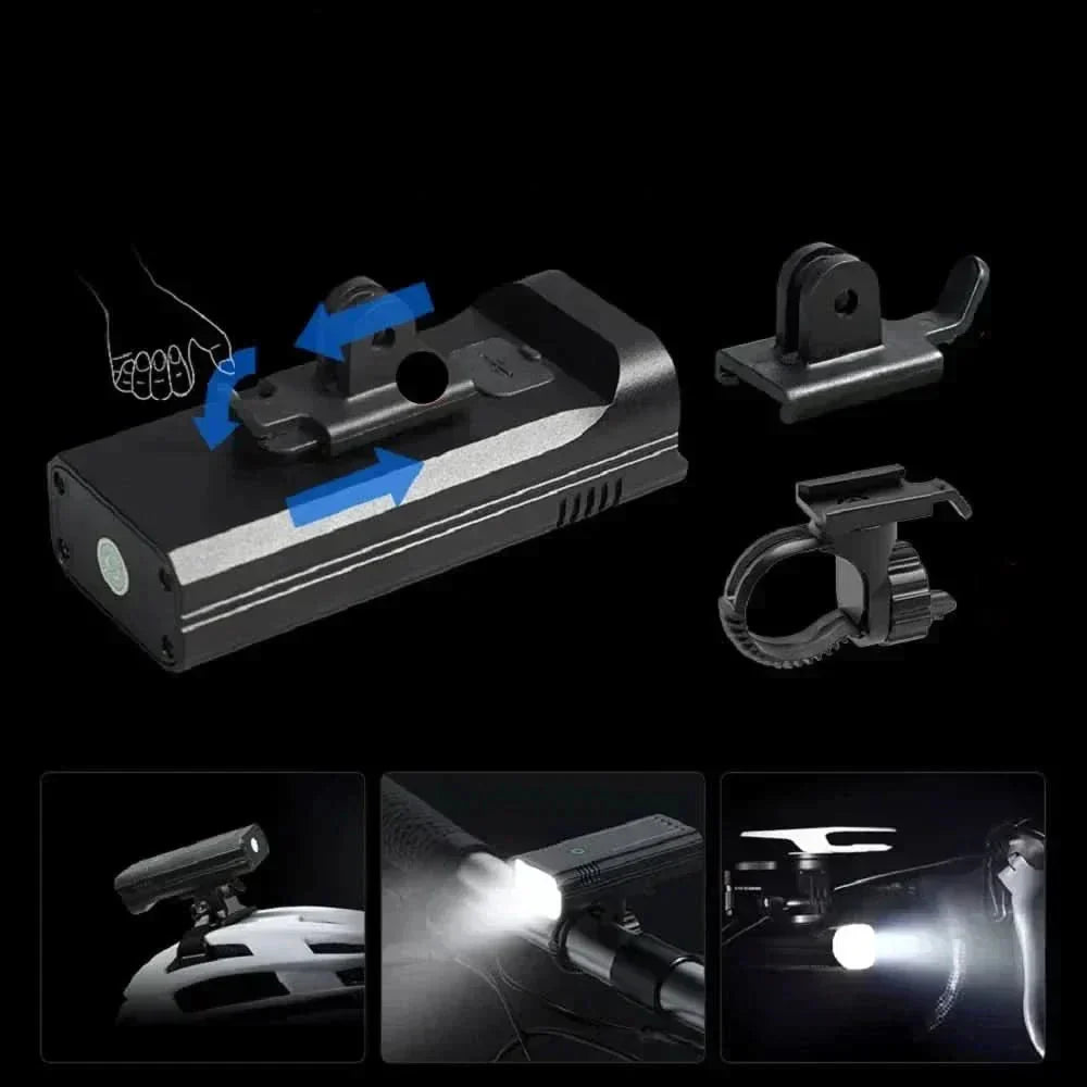 Bike Light 5000 Lumens USB-C Rechargeable Time Display
