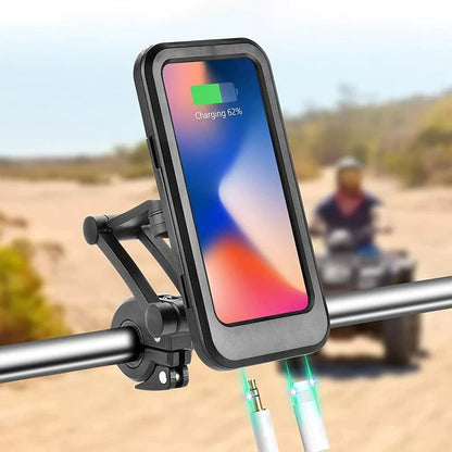 Bike Phone Mount Waterproof Touchscreen 15W Wireless & USB