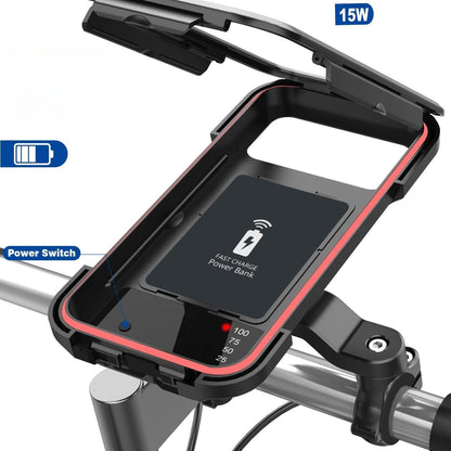 Bike Phone Mount Waterproof Touchscreen 15W Wireless & USB